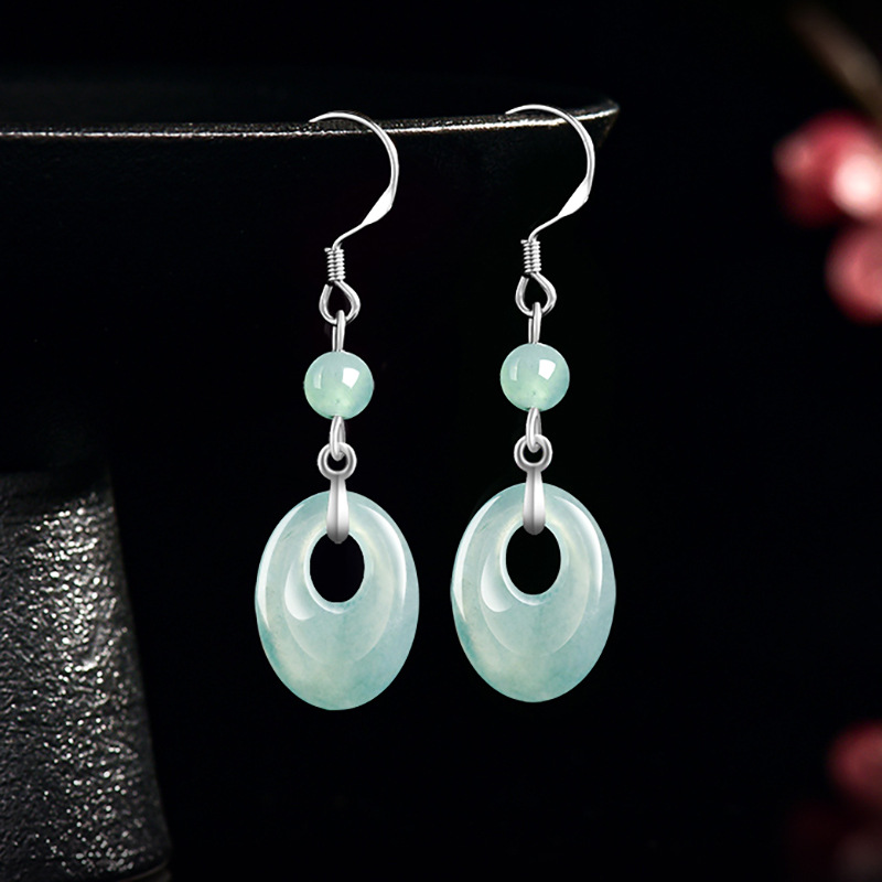 Women'S Accessories - Myanmar Jadeite Ring Earrings 925 Silver