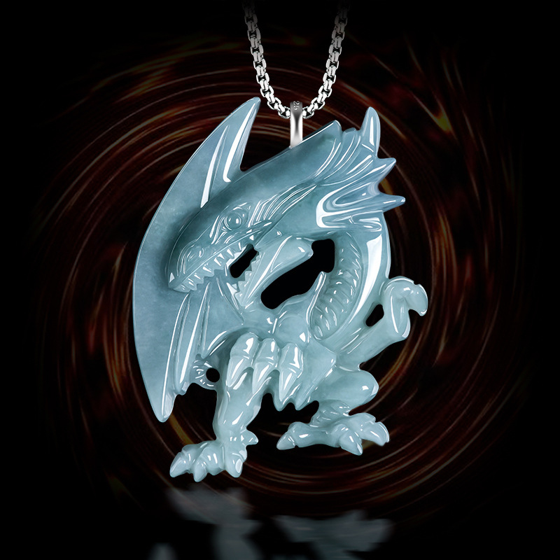 Women'S Accessories - Blue Myanmar Jadeite Dragon Pendant Necklace