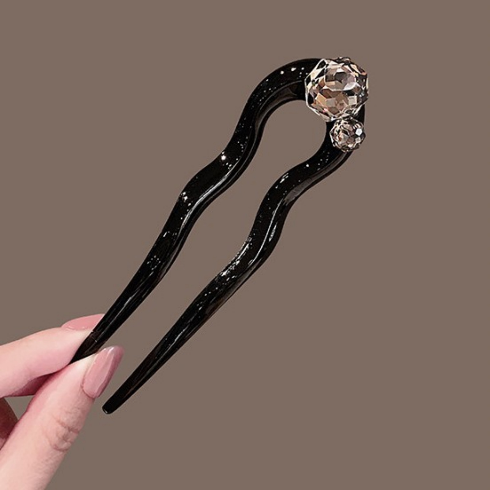 Pearl Hair Pin - 1PC Crystal Hair Fork,Black Elegant Hair