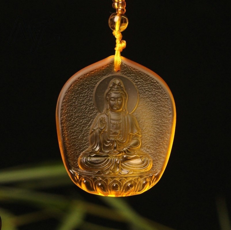 Women'S Accessories - Chinese Yellow crystal Water Droplet Guanyin