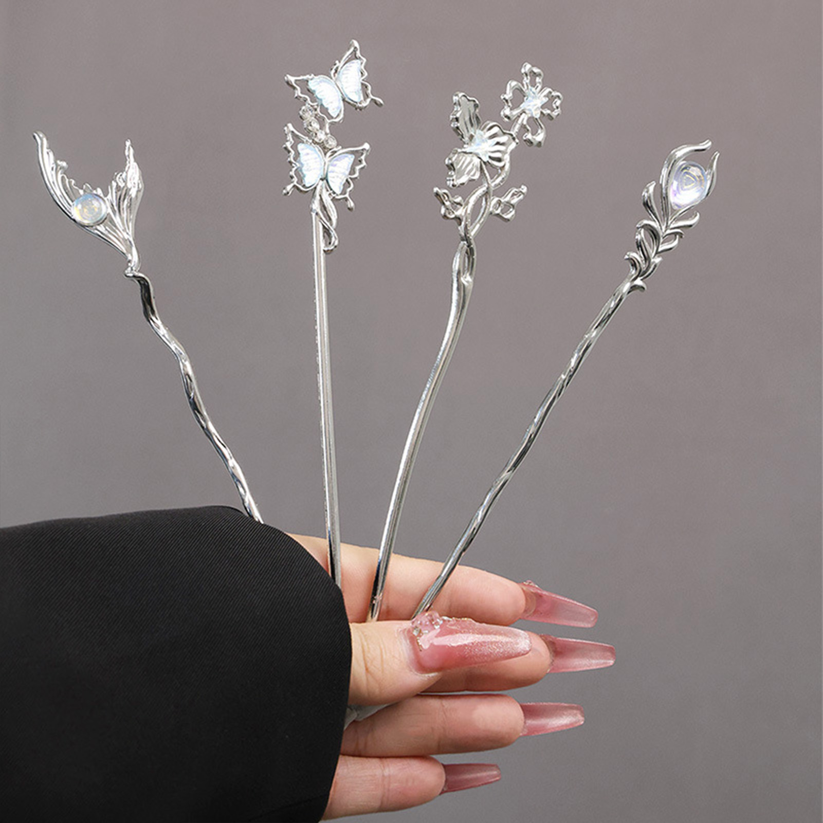 Silver Color Alloy Hair Sticks - Pearl Hair Pin ulasan dan harga