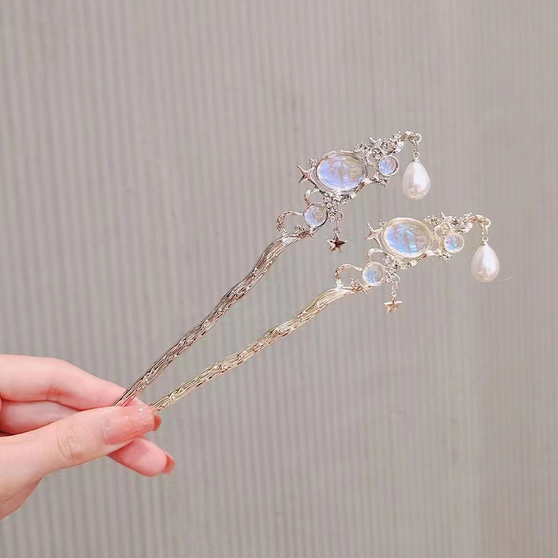 Moonstone Hairpin with Star &  - Pearl Hair Pin ulasan dan harga