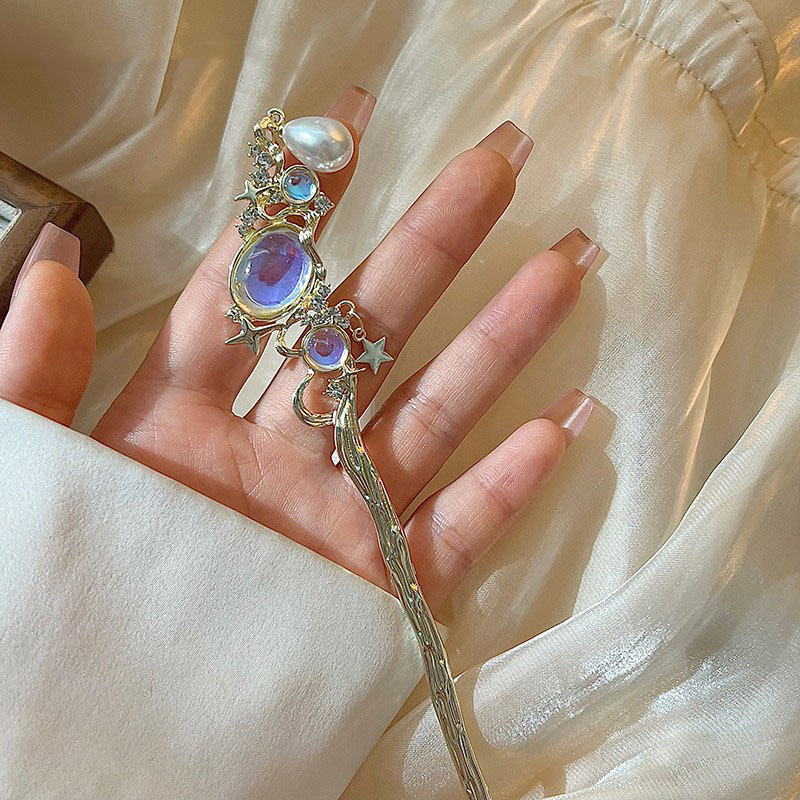 Moonstone Hairpin with Star &  - Pearl Hair Pin ulasan dan harga
