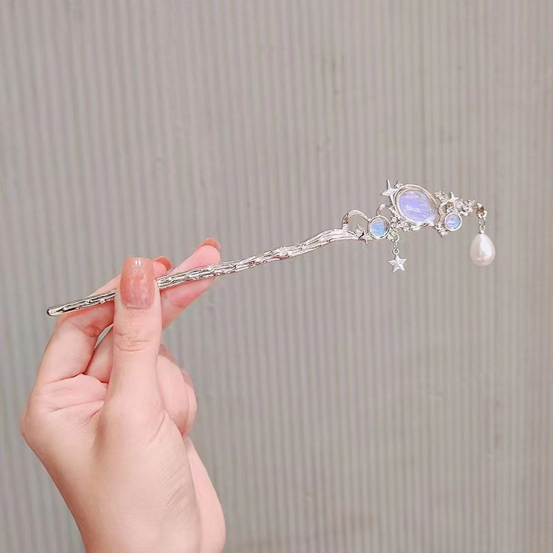 Moonstone Hairpin with Star &  - Pearl Hair Pin ulasan dan harga