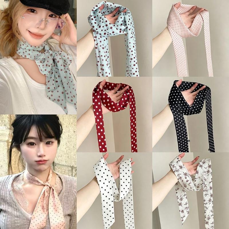 Polka Dot Floral Print Silk Sc - Women'S Accessories For Neck ulasan dan harga