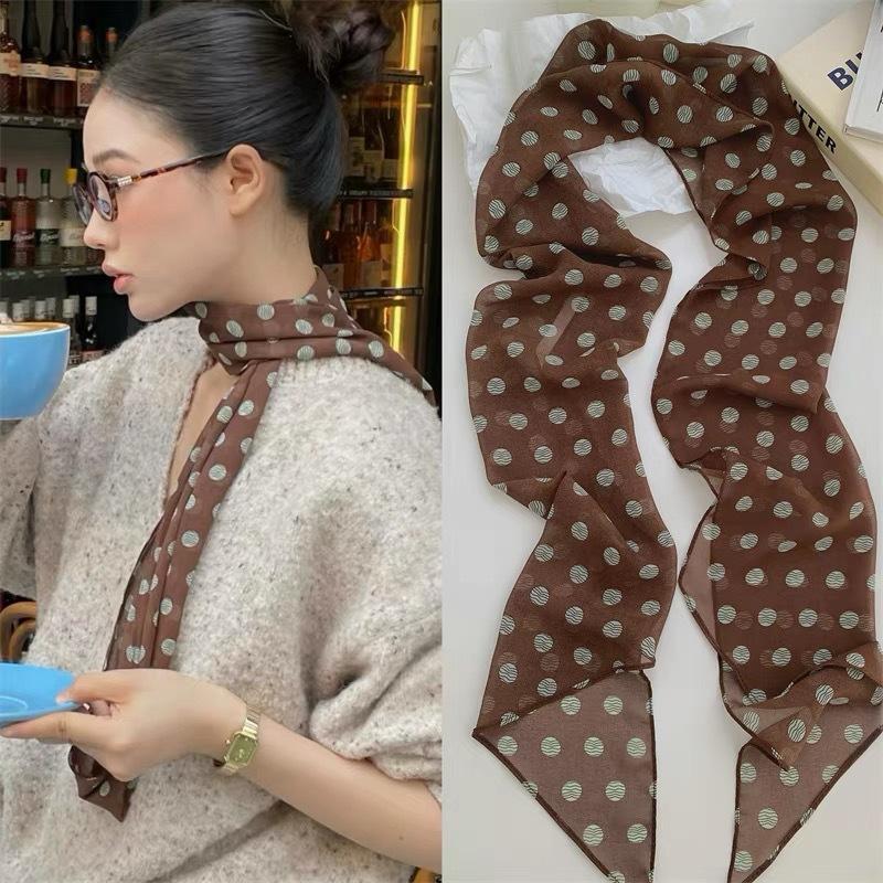 Polka Dot Floral Print Silk Sc - Women'S Accessories For Neck ulasan dan harga