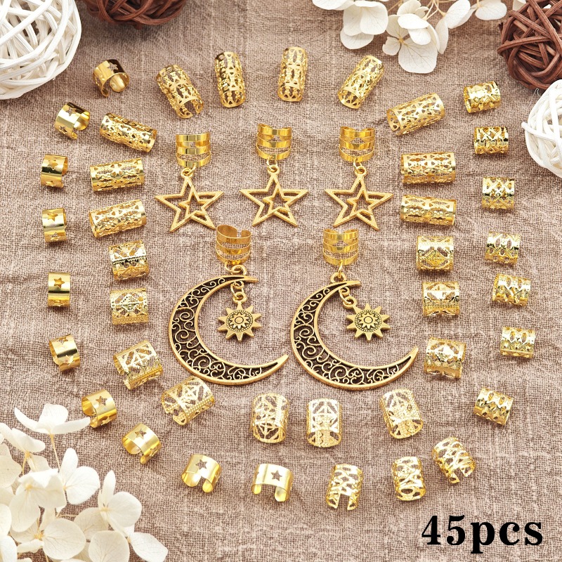 45Pcs Alloy Dreadlock Rings wi - Women'S African Accessories ulasan dan harga