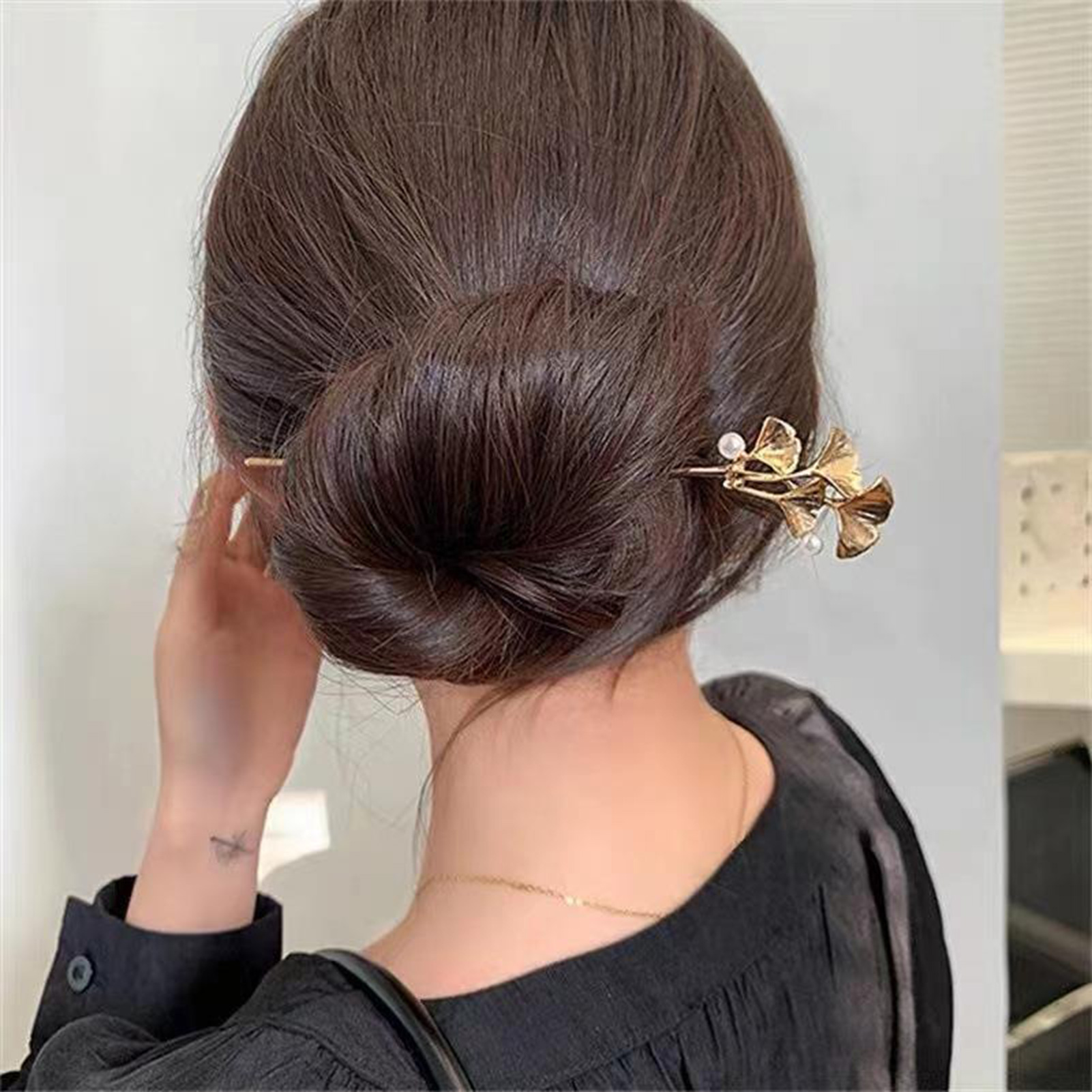 Ginkgo Leaf Hair Stick For Wom - Pearl Hair Pin ulasan dan harga